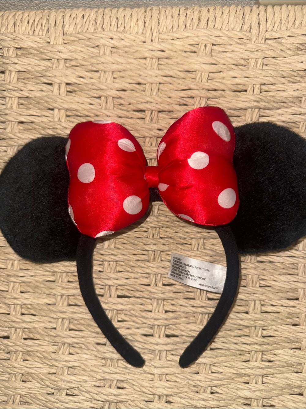 Polka Dot Minnie Mouse Ear Headband - Red Bow Disneyland ears